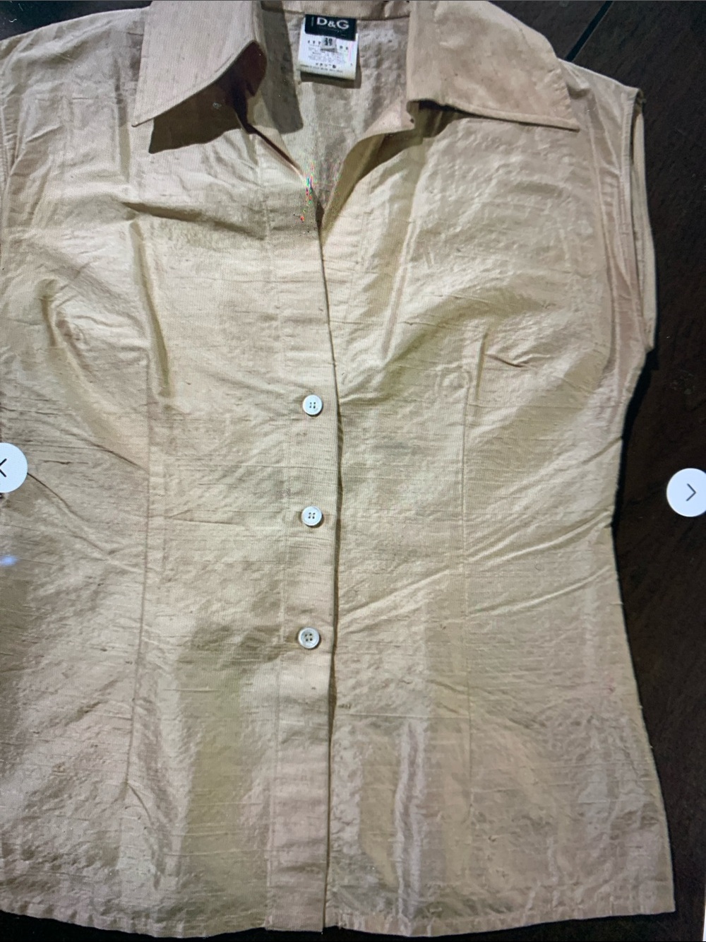D&G Beige Button-Front Sleeveless Shirt